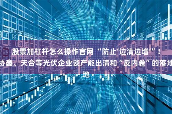 股票加杠杆怎么操作官网 “防止‘边清边增’”！协鑫、天合等光伏企业谈产能出清和“反内卷”的落地