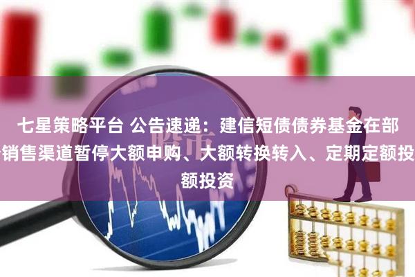 七星策略平台 公告速递：建信短债债券基金在部分销售渠道暂停大额申购、大额转换转入、定期定额投资